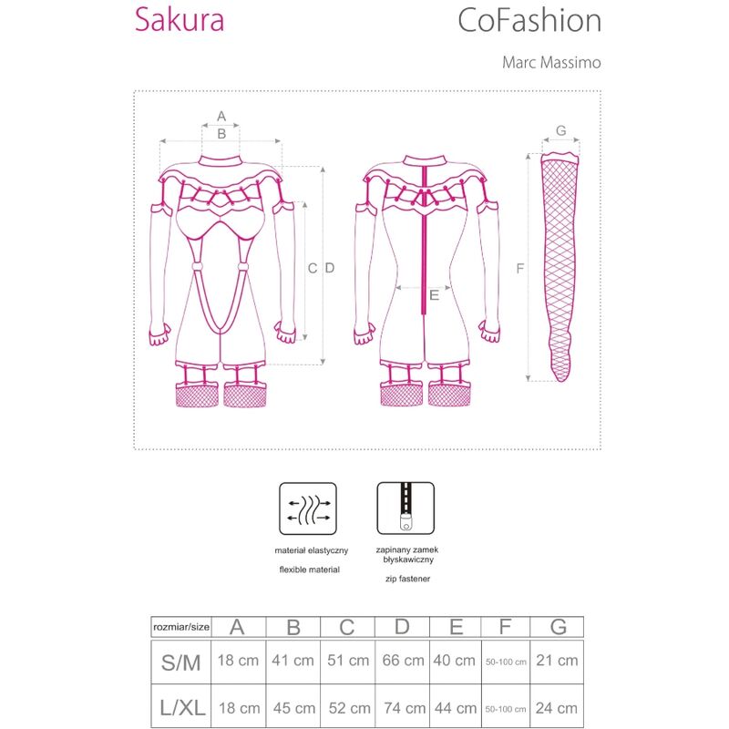 LIVCO CORSETTI FASHION - SAKURA CF 90357 TUTA + GUANTI LUNGHI + CINTURA REGGICALZE NERO S/M