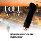 DOLCE VITA - ONE BLACK RECHARGEABLE VIBRATOR 10 SPEED
