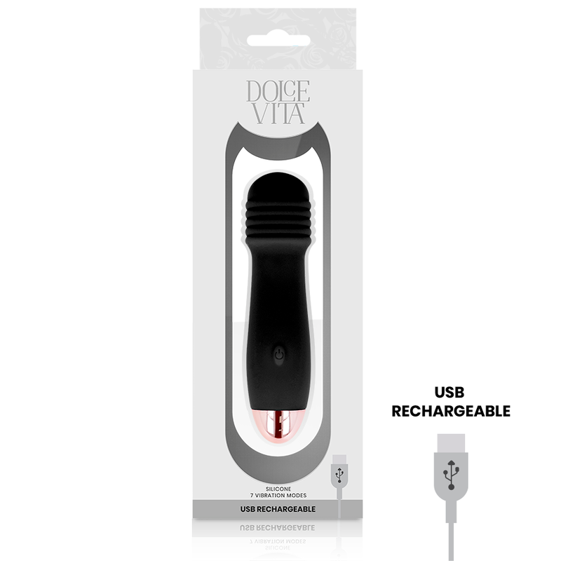 DOLCE VITA - 7-SPEED RECHARGEABLE THREE-POWER VIBRATOR IN BLACK