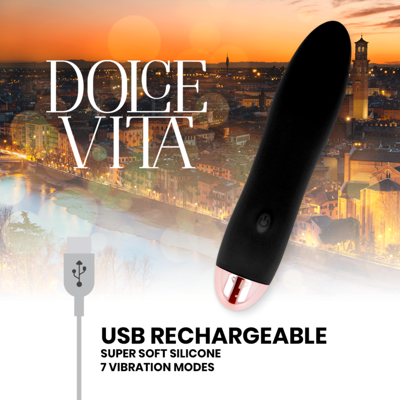 DOLCE VITA - QUATTRO BLACK 7-SPEED RECHARGEABLE VIBRATOR