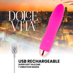 DOLCE VITA - RECHARGEABLE FOUR PINK VIBRATOR 7 SPEED