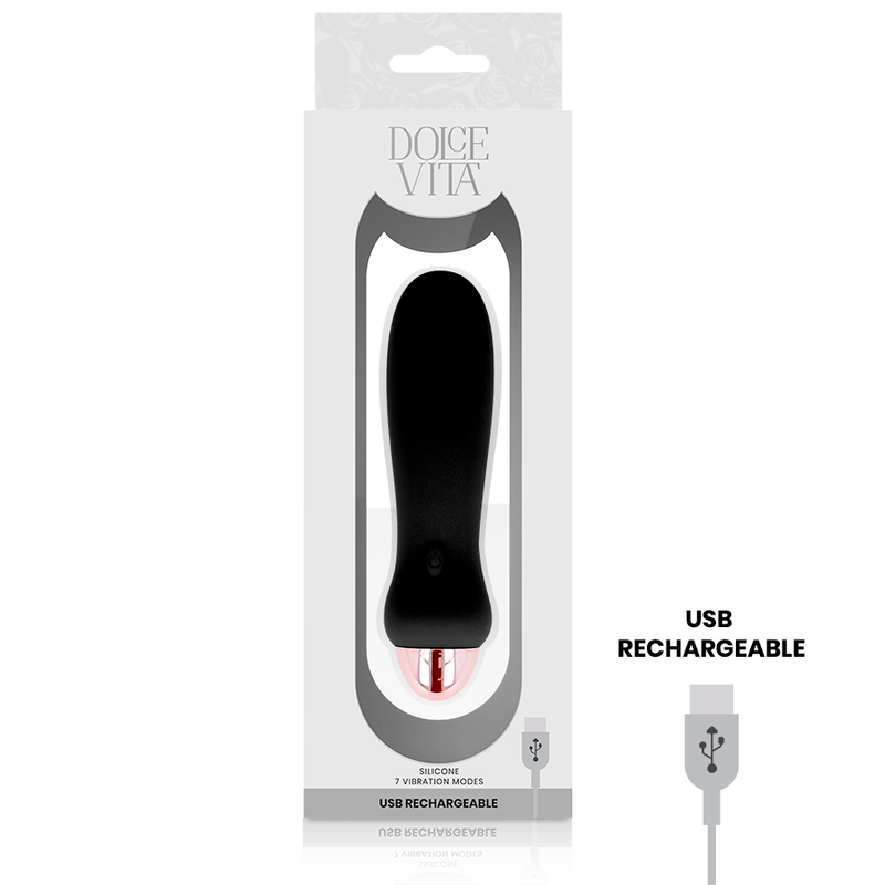 DOLCE VITA - RECHARGEABLE FIVE BLACK 7-SPEED VIBRATOR