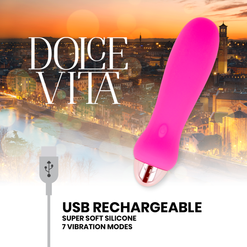 DOLCE VITA - RECHARGEABLE FIVE PINK VIBRATOR 7 SPEED