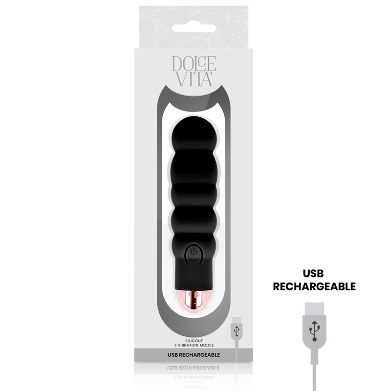 DOLCE VITA - RECHARGEABLE VIBRATOR SEI BLACK 7 SPEED