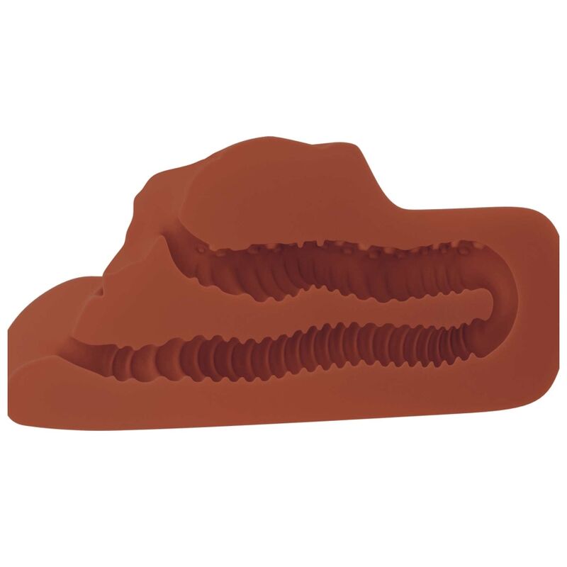 PDX PLUS - MASTURBATEUR DOUBLE À FRAPPE PARFAITE POUR VAGIN ET ANUS MARRON