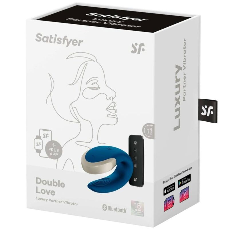 SATISFYER - VIBRATEUR DOUBLE AMOUR DE LUXE BLEU
