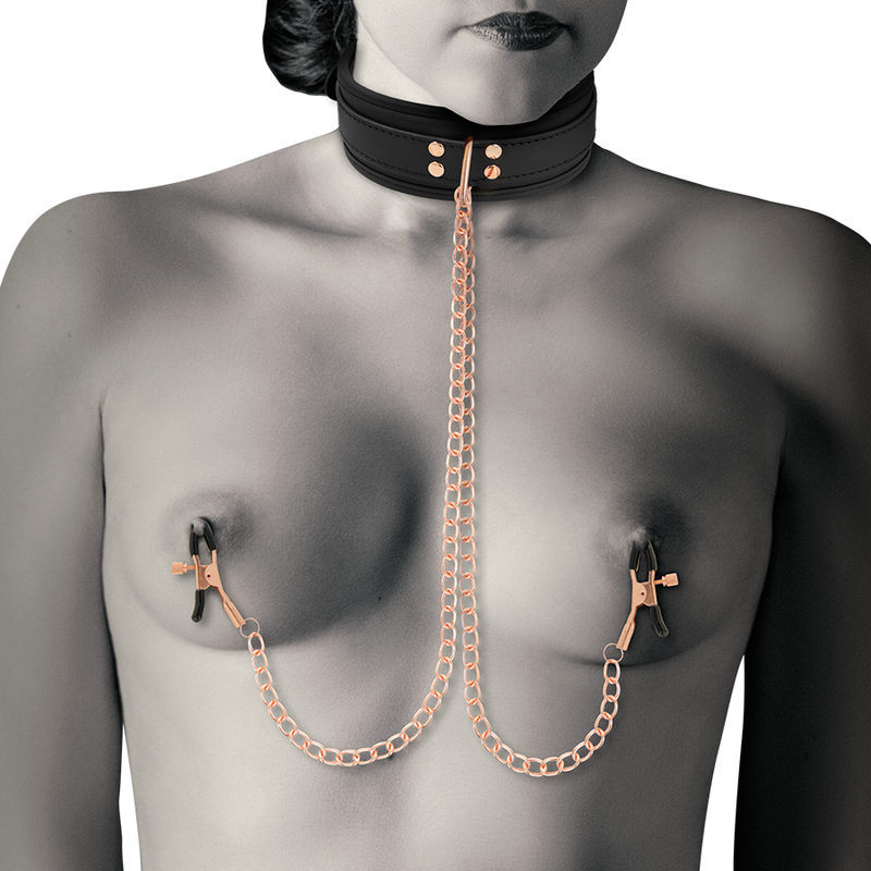 COQUETTE CHIC DESIRE - FANCY NIPPLE CLAMP NECKLACE WITH NEOPRENE LINING