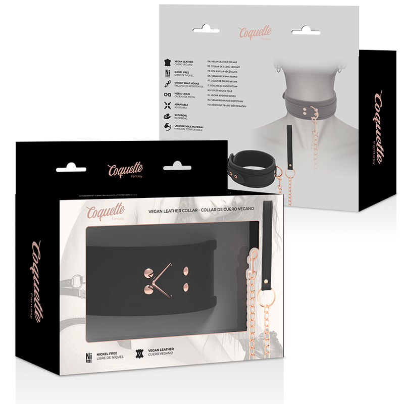 COQUETTE CHIC DESIRE - VEGAN PATTERNED LEATHER NECKLACE WITH NEOPRENE STRAP AND LINING