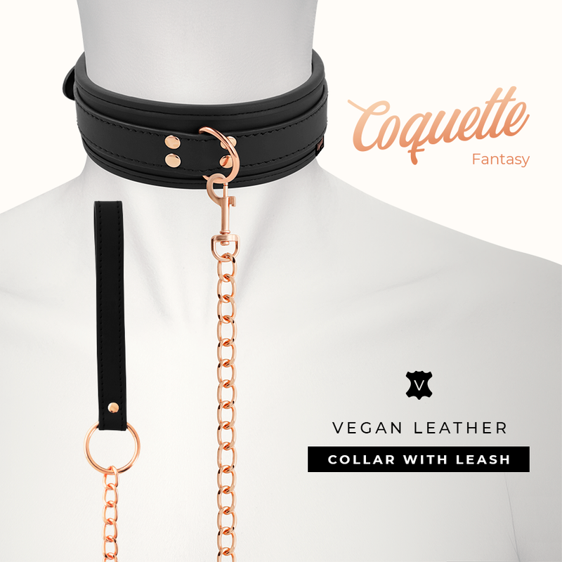 COQUETTE CHIC DESIRE - VEGAN PATTERNED LEATHER NECKLACE WITH NEOPRENE STRAP AND LINING