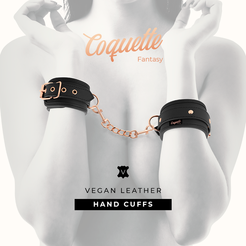 COQUETTE CHIC DESIRE - VEGAN PATTERNED LEATHER HANDCUFFS WITH NOPRENE LINING