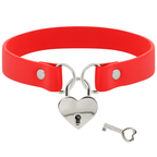 COQUETTE CHIC DESIRE - RED VEGAN LEATHER NECKLACE WITH HEART KEY ACCESSORY