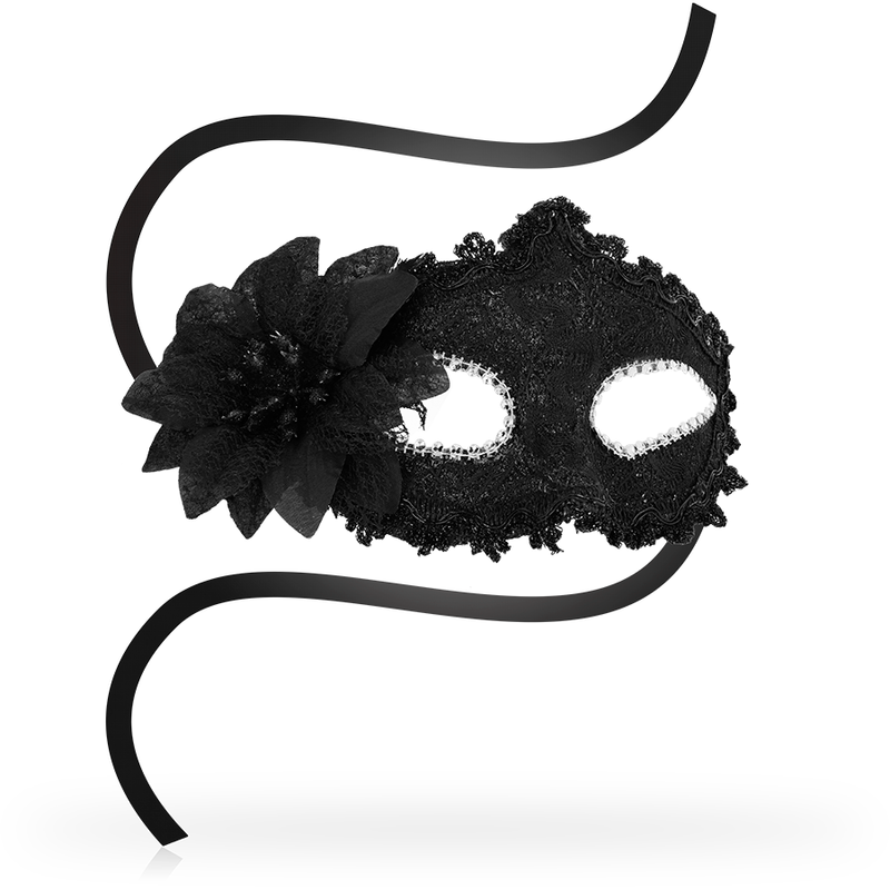 OHMAMA - VENETIAN STYLE ANTI-ZAZ MASKS WITH SIDE FLOWER - BLACK