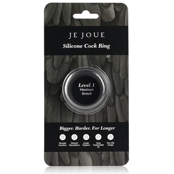 JE JOUE - ANNEAU PÉNIAL EN SILICONE À ÉLASTICITÉ MAXIMALE - NOIR