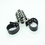 OHMAMA FETISH - COCK CAGE WITH METAL RINGS AND LEATHER STRAPS