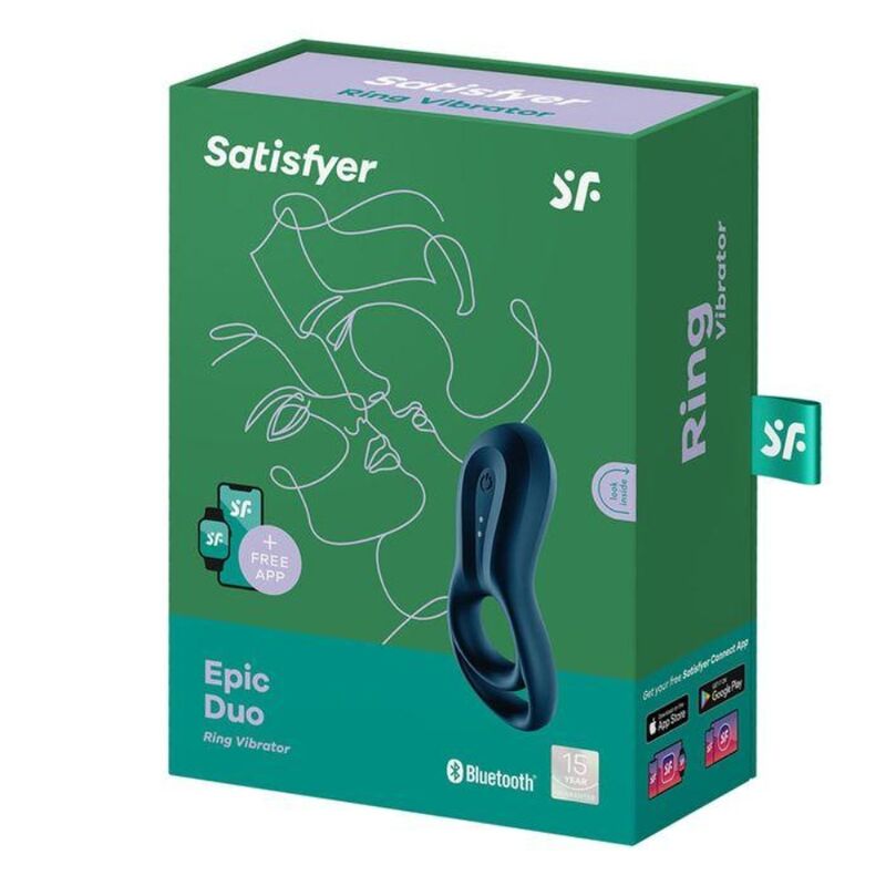 SATISFYER - APPLICATION DE VIBRATEUR À ANNEAU BLEU DUO ÉPIQUE