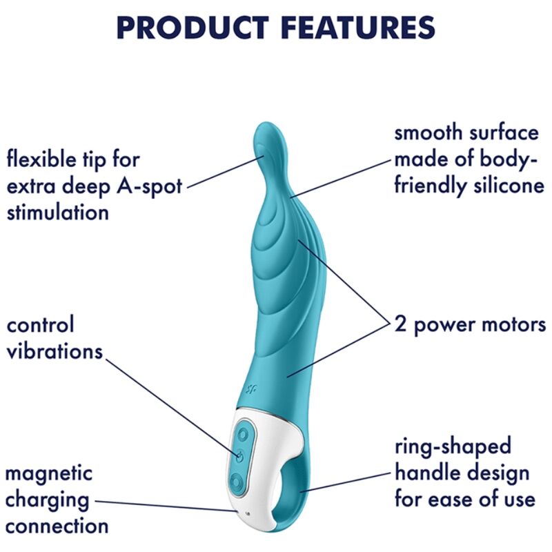 SATISFYER - AMAZING 2-SPOT TURQUOISE VIBRATOR