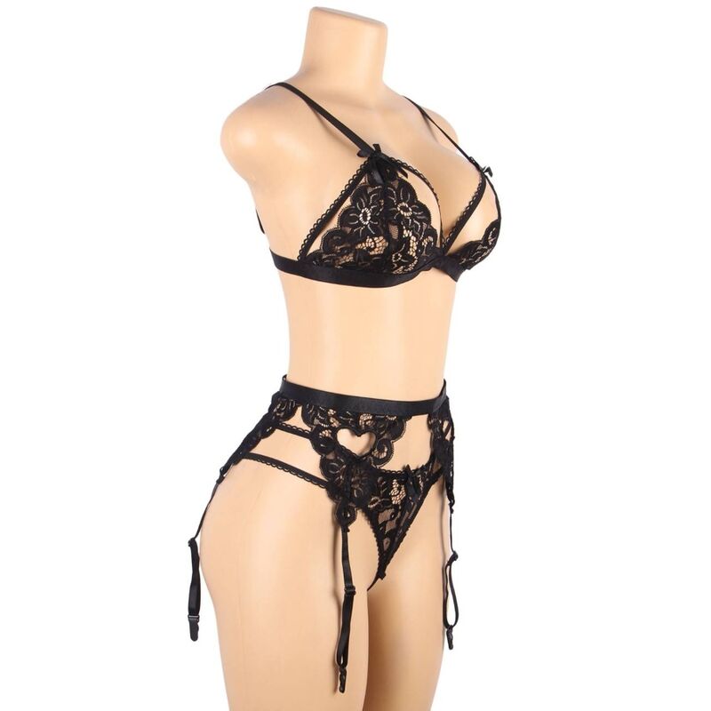 SUBBLIME - ENSEMBLE TROIS PIÈCES SOUTIEN-GORGE + PORTE-JARRETELLES + STRING S/M