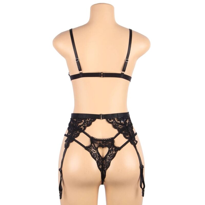 SUBBLIME - ENSEMBLE TROIS PIÈCES SOUTIEN-GORGE + PORTE-JARRETELLES + STRING S/M