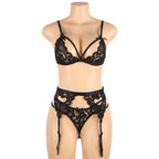 SUBBLIME - ENSEMBLE TROIS PIÈCES SOUTIEN-GORGE + PORTE-JARRETELLES + STRING S/M