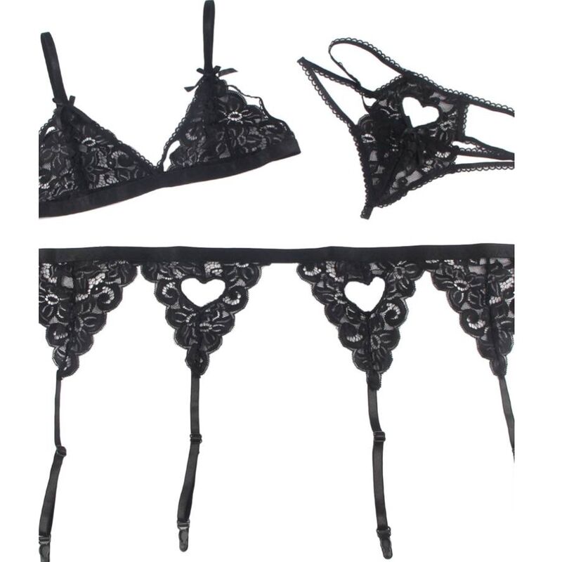 SUBBLIME - ENSEMBLE TROIS PIÈCES SOUTIEN-GORGE + PORTE-JARRETELLES + STRING S/M