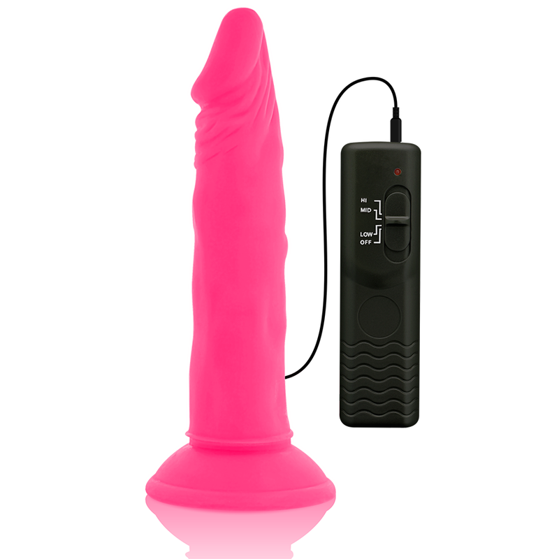 DIVERSIA - FLEXIBLE DILDO WITH VIBRATION PINK 23 CM -OR- 4.3 CM