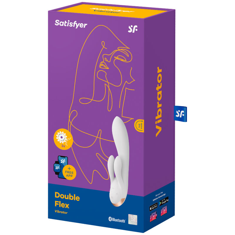 SATISFYER - APPLICATION VIBRATEUR DOUBLE FLEXIBLE BLANC