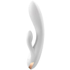 SATISFYER - APPLICATION VIBRATEUR DOUBLE FLEXIBLE BLANC