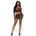 LEG AVENUE - LACE TUBE DRESS AND GLOVES ONE SIZE FITS ALL - BLACK