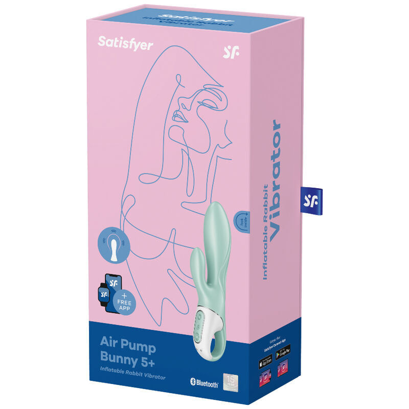 SATISFYER - APPLICATION VIBRATEUR LAPIN GONFLABLE AVEC POMPE À AIR LAPIN 5+ VERT