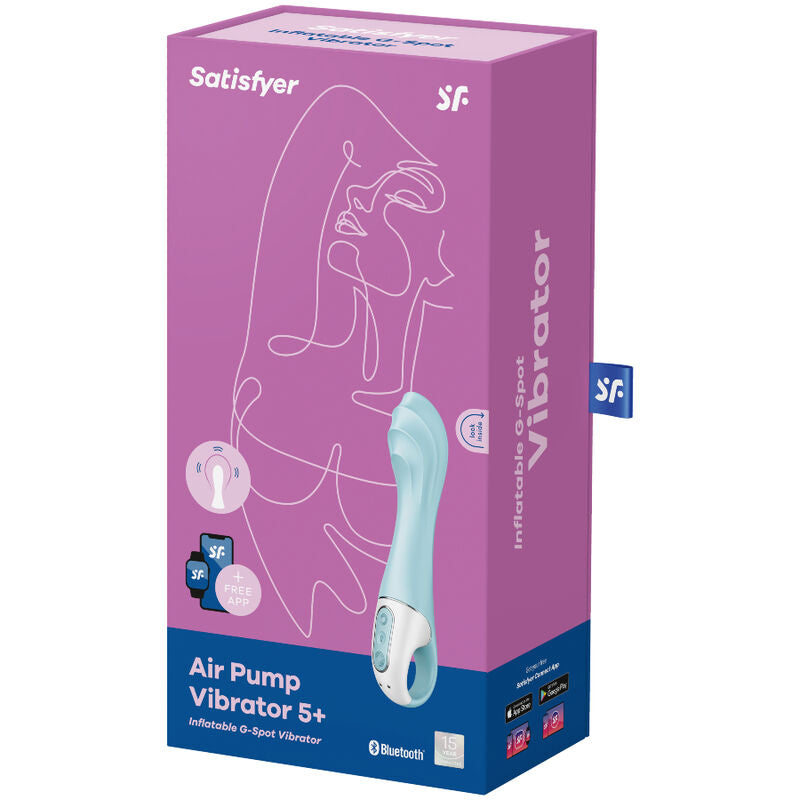 SATISFYER - POMPE À AIR 5+ VIBRATEUR GONFLABLE POUR POINT G BLEU