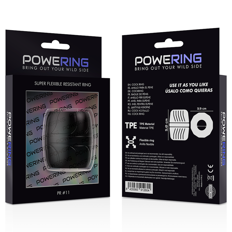 POWERING - SUPER FLEXIBLE AND STRONG COCK RING 5 CM PR11 BLACK