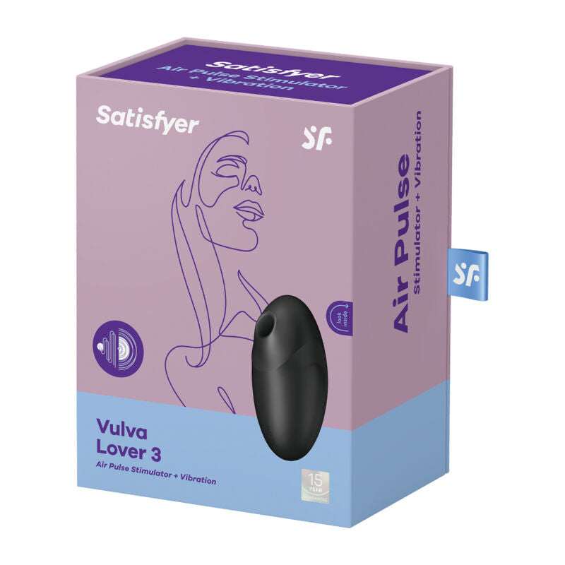 SATISFYER - VULVA LOVER 3 BLACK STIMULATOR AND VIBRATOR