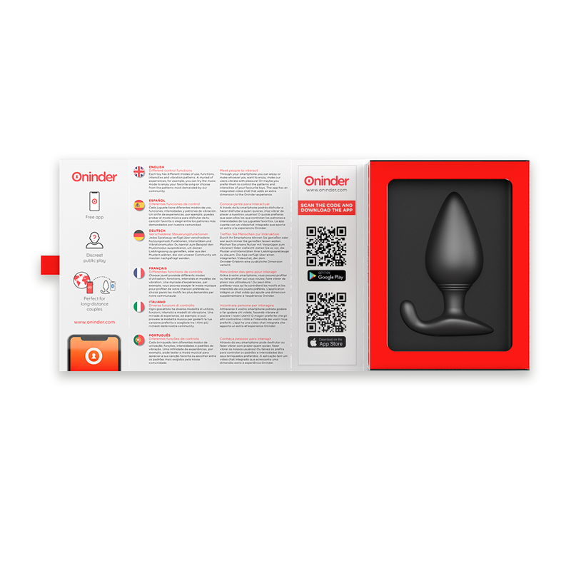 ONINDER - BLACK RIO VIBRATING BUTTER PLUG - FREE APP