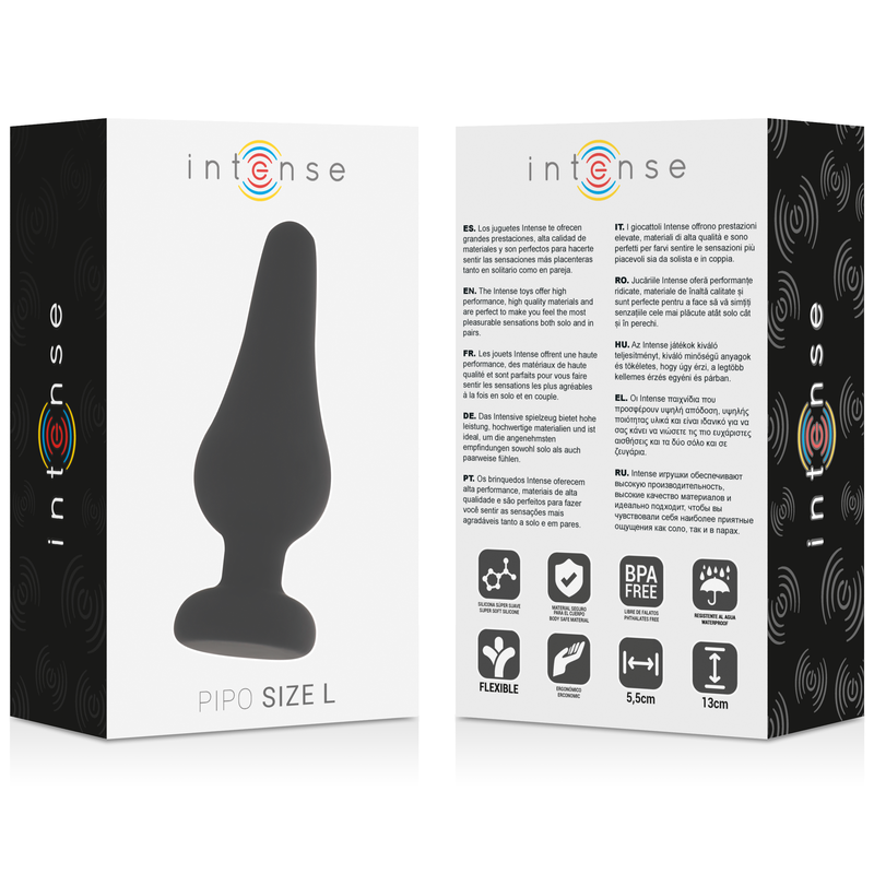 INTENSE - PIPO L BLACK SILICONE 13 CM ANAL PLUG