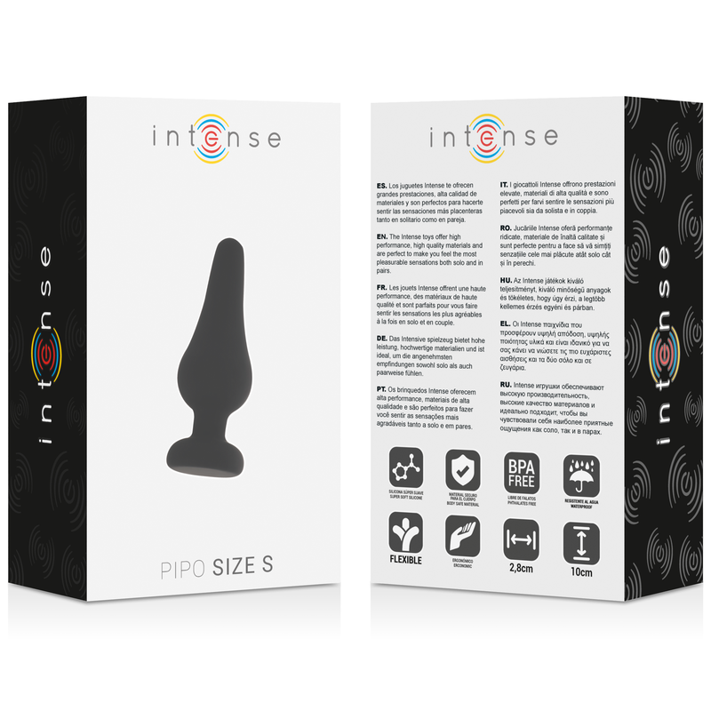 INTENSE - PIPO S BLACK SILICONE 9.8 CM BUTTER PLUG