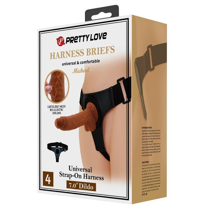 PRETTY LOVE - HARNAIS UNIVERSEL AVEC GODEMICHET MICHEAL 20 CM NOIR