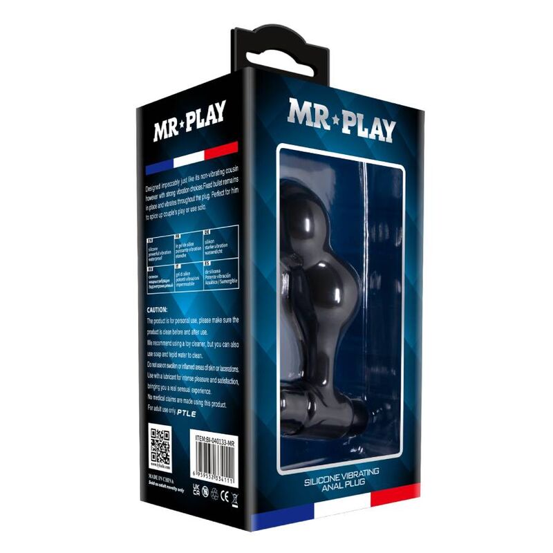 MR PLAY - BLACK SILICONE VIBRATING BUTTER PLUG