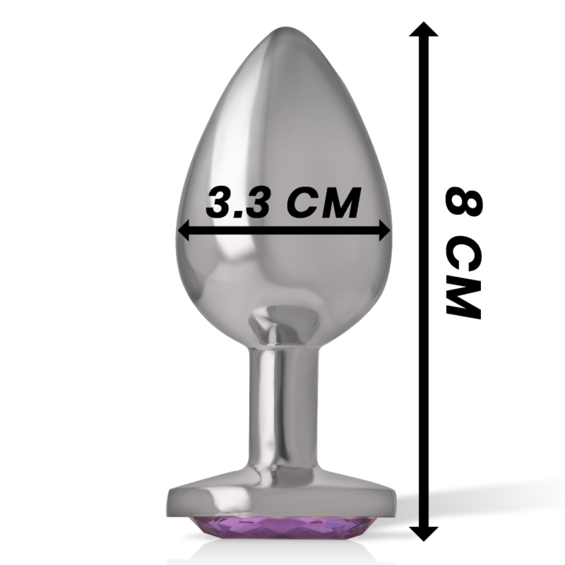INTENSE - Plug anal en métal aluminium avec cristal violet, taille M