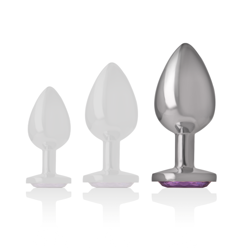 INTENSE - Plug anal en métal aluminium avec cristal violet, taille L