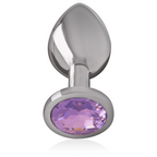 INTENSE - Plug anal en métal aluminium avec cristal violet, taille L