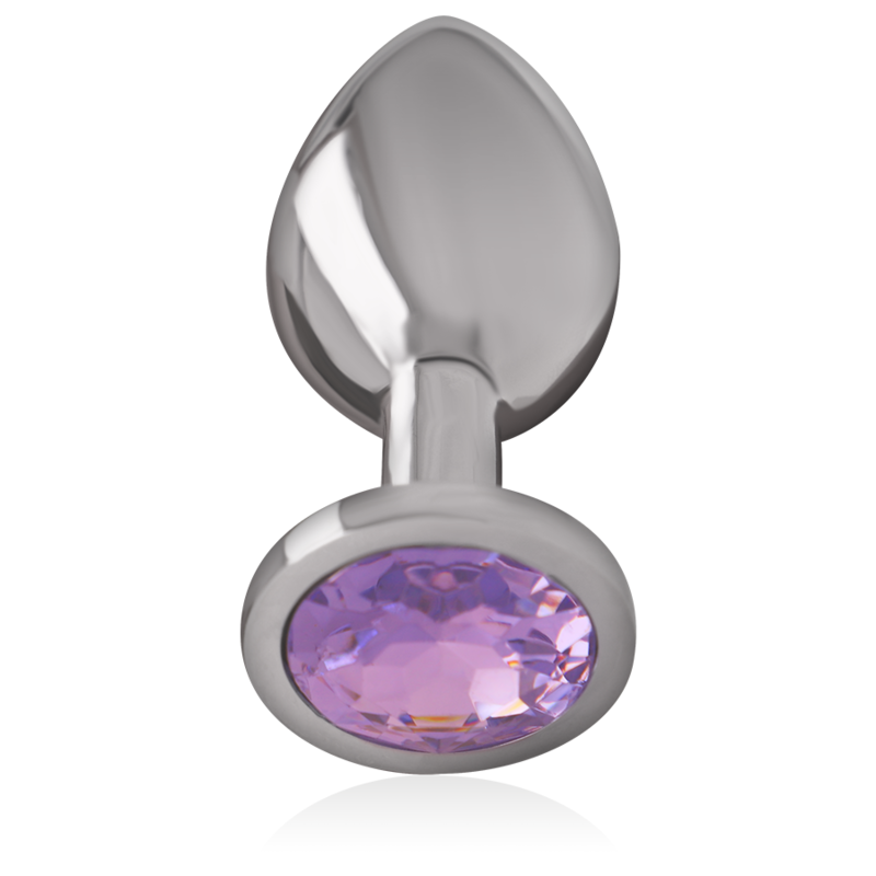 INTENSE - Plug anal en métal aluminium avec cristal violet, taille L