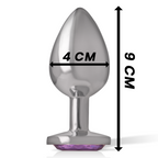 INTENSE - Plug anal en métal aluminium avec cristal violet, taille L