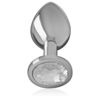 INTENSE - ALUMINUM METAL BUTTER PLUG WITH SILVER CRYSTAL SIZE S