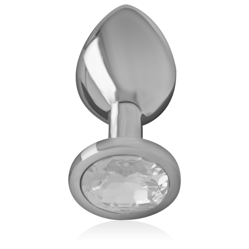 INTENSE - ALUMINUM METAL BUTTER PLUG WITH SILVER CRYSTAL SIZE L