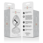INTENSE - ALUMINUM METAL BUTTER PLUG WITH SILVER CRYSTAL SIZE L