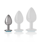 INTENSE - PLUG ANALE IN METALLO ALLUMINIO CON CRISTALLO BLU TAGLIA S