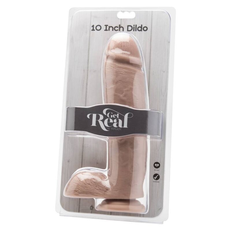 GET REAL - 25.5 CM DILDO WITH LEATHER BALLS