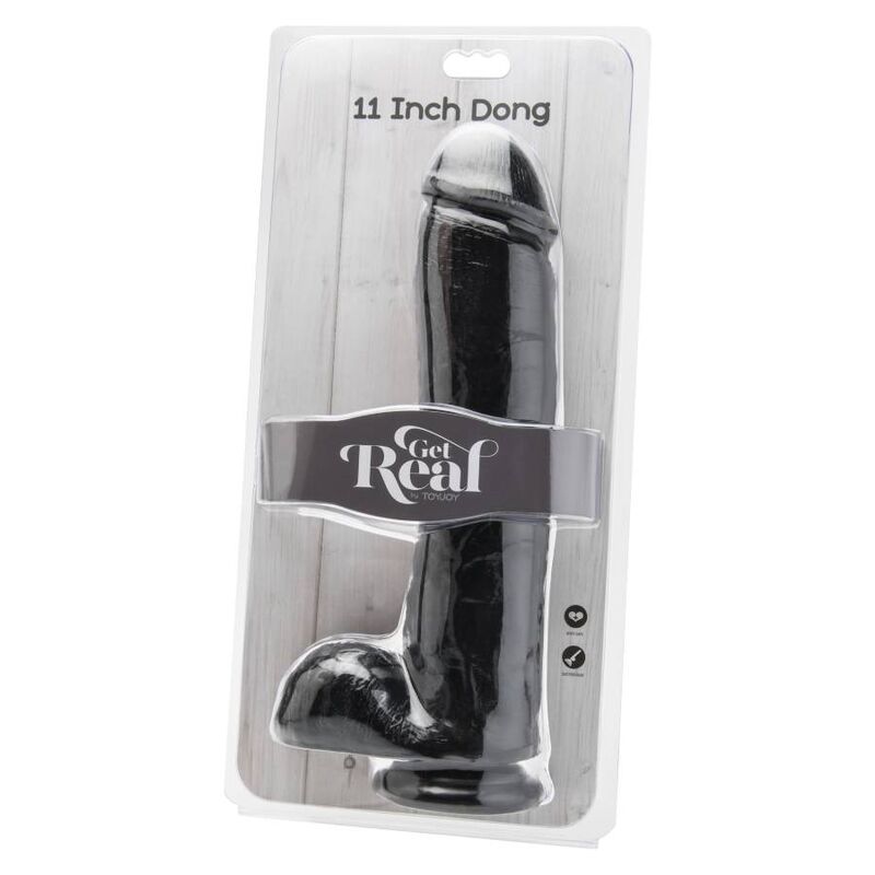 GET REAL - 28 CM BLACK DILDO WITH BALLS