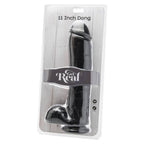 GET REAL - 28 CM BLACK DILDO WITH BALLS