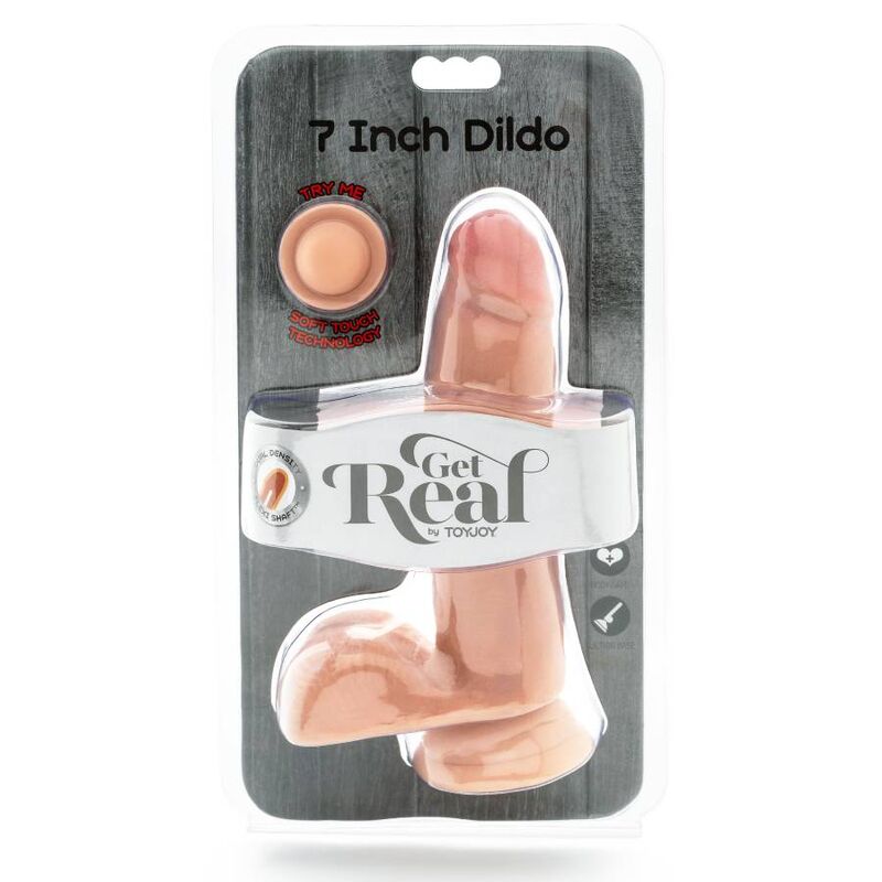 GET REAL - 12CM DOUBLE DENSITY DILDO WITH LEATHER BALLS